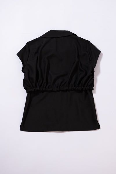 Open Collar Cape Blouse (BLACK)