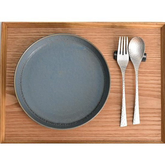 Cuisine Glaze Blue Spume L Blue Western Tableware, Round Plate, Made in Japan, Minoyaki
