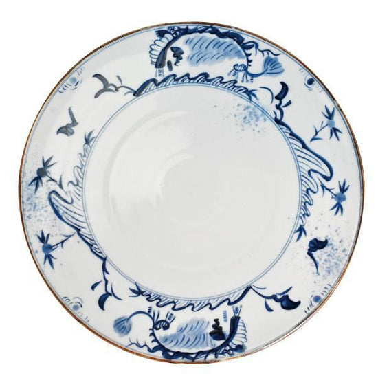 Sometsuke-e Flat Plate, White Color Japanese Tableware, Round Large Plate, Made in Japan, Minoyaki, Stylish, Modern