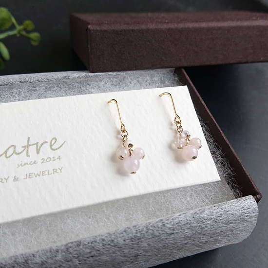 Morganite Pierced earrings quatre