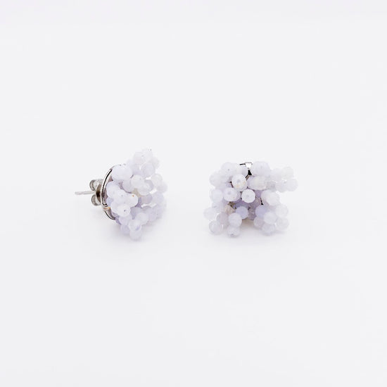 Coral Blue Lace Agate Pierced earrings