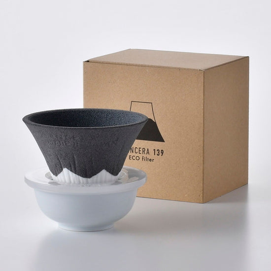 Hasamiyaki Ceramic Coffee Filter Black (Mt. Fuji)