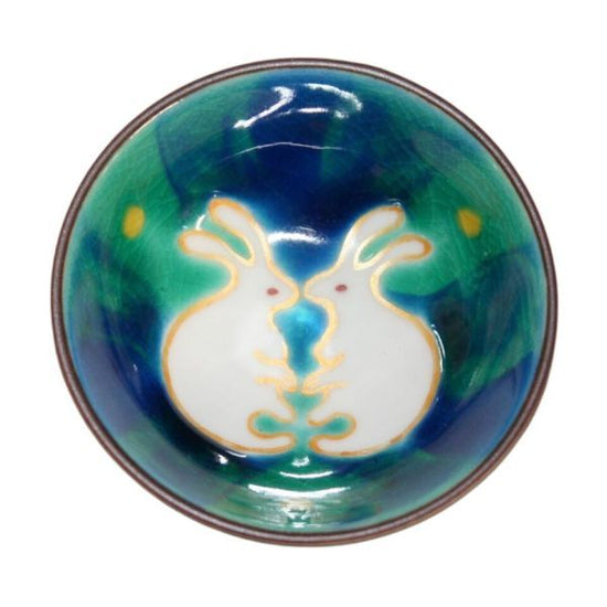 [Eisyou] Blue handled cup with design of Chinese zodiac [Rabbit
