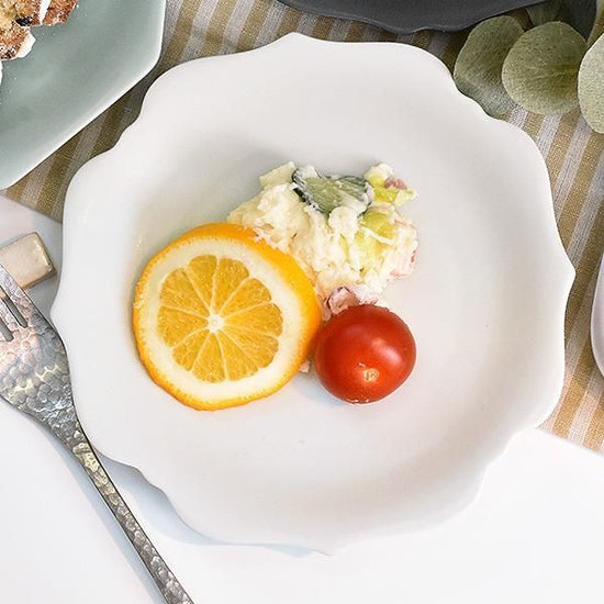 Meimei Ridge Flower 16.5 Dish White Japanese Tableware, Fruit Dish, Dish, Made in Japan, Minoyaki