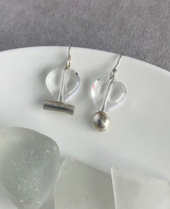 "Crystal Heart×silver950 adult hook pierced earrings" not sweet Crystal Heart×silver Clear