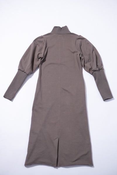 Volume Sleeve Vintage Mini Lined Dress (MOCHA)