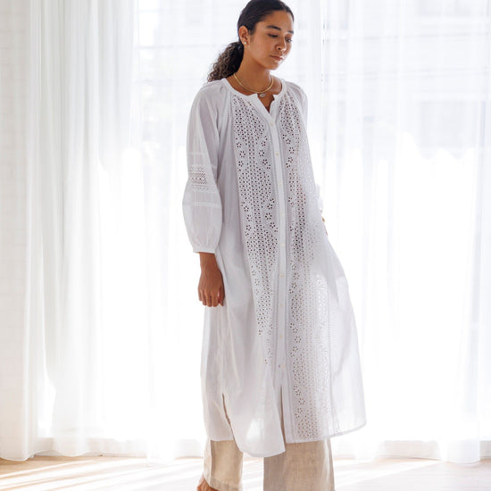 Chiffres Embroidered Open Tunic