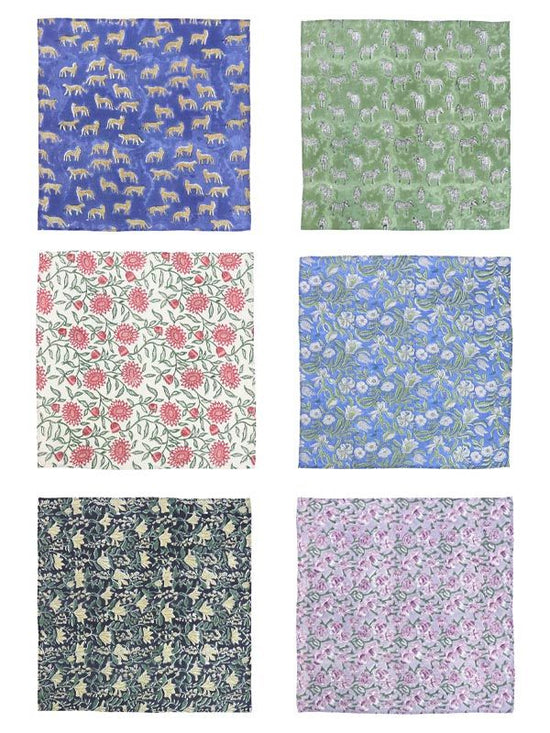 Block-printed cotton bandana (6 colors)