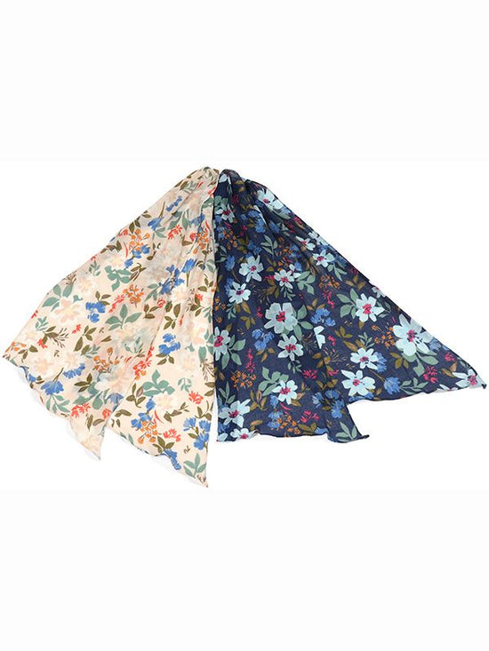 Colorful printed shawl with floral pattern (2 colors)Silk cotton