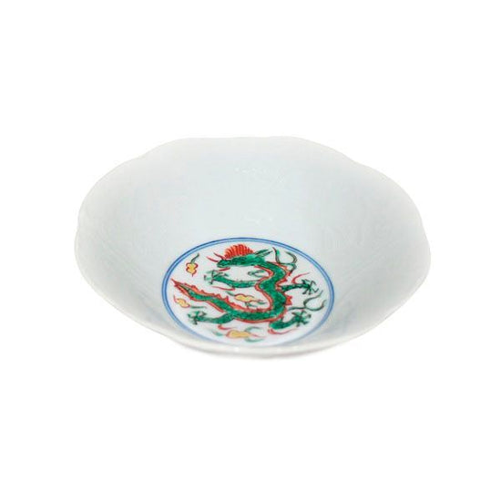 [Eisyou] Five-sun Bowl, Yo-koku, dragon design in red glaze (set of 5)