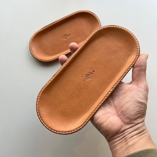 Large Leather Rolled Tray
