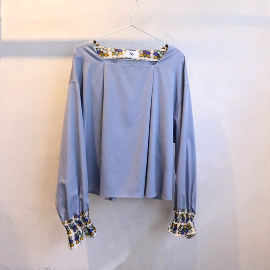 Aoi Meisen Square Neck Blouse -Blue