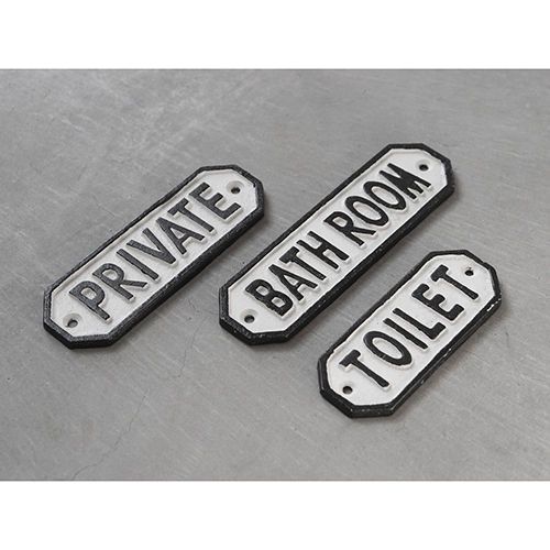 63577 [POSH MADE] sign plate TOILET white