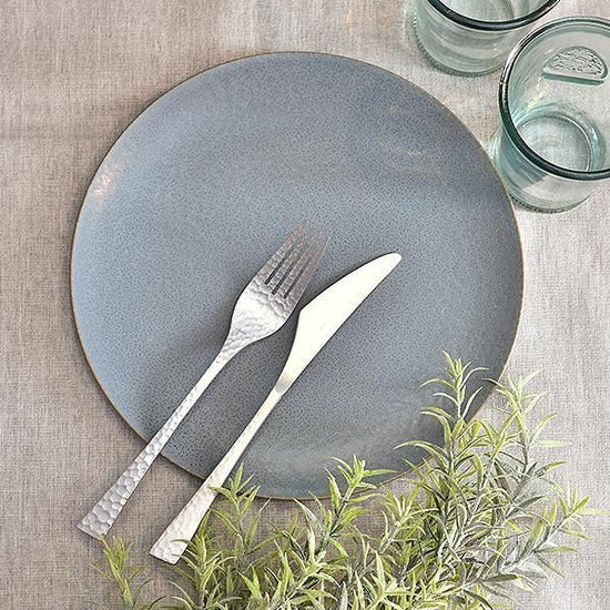 Cuisine Glazed Blue Plate M, Blue Type, Western Tableware, Round Plate, Made in Japan, Minoyaki, Stylish, Modern