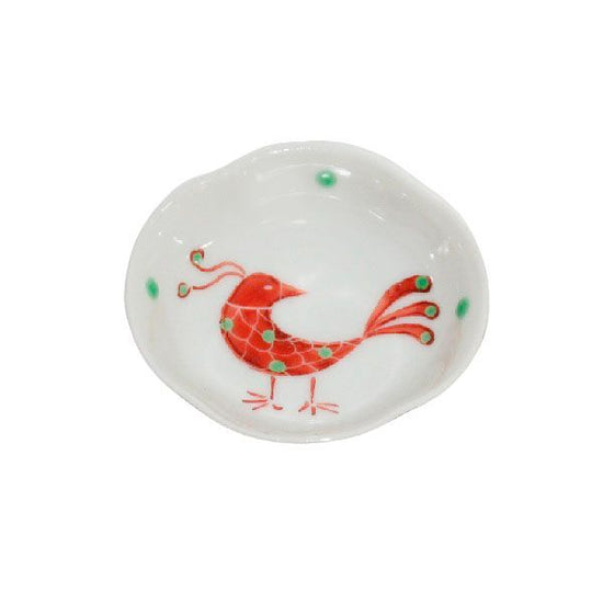 [Eisyou] Wooden gourd bean dish with red bird design
