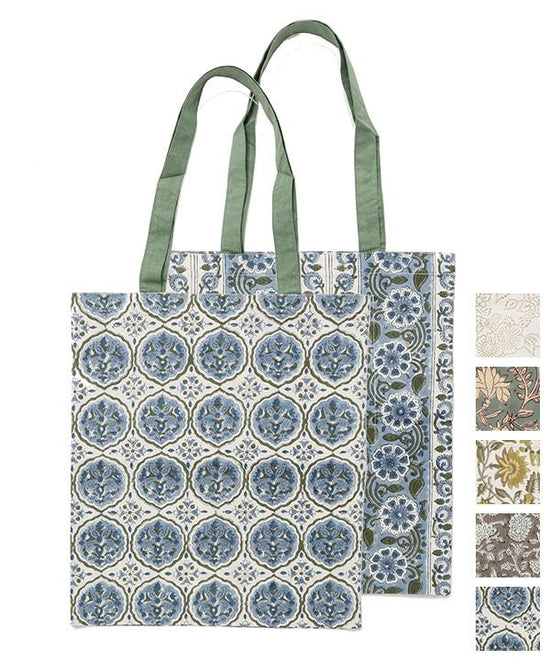 Block Print Tote Bag (5 colors, different patterns on front and back) M20-2480