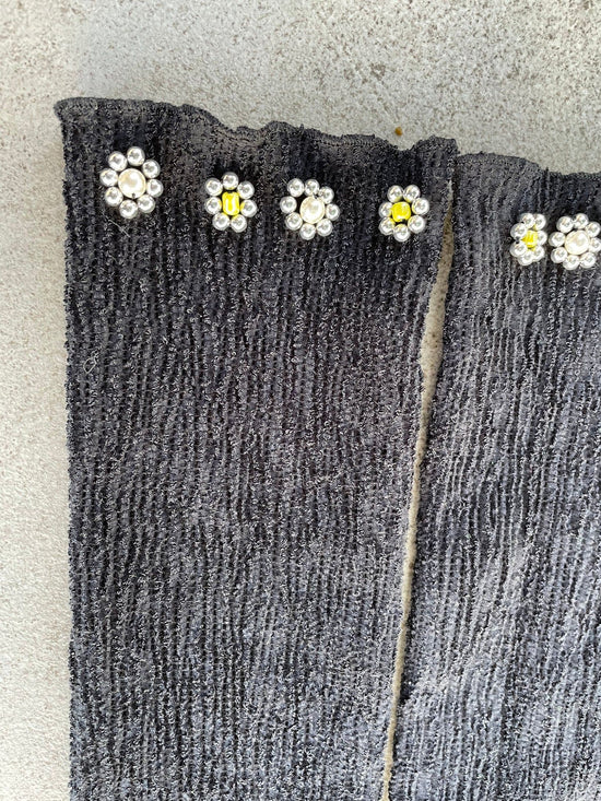 Flower Beaded Bouclé Arm Warmers