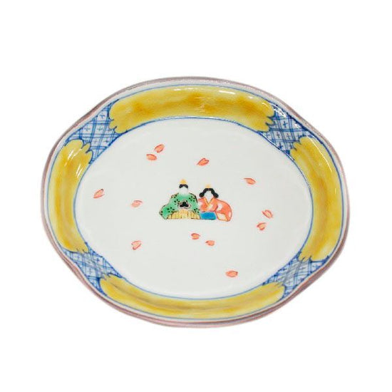 [Eisyou] Dish with hina design on a wooden gourd