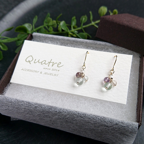 피어싱 플로라이트 이어링 콰트르