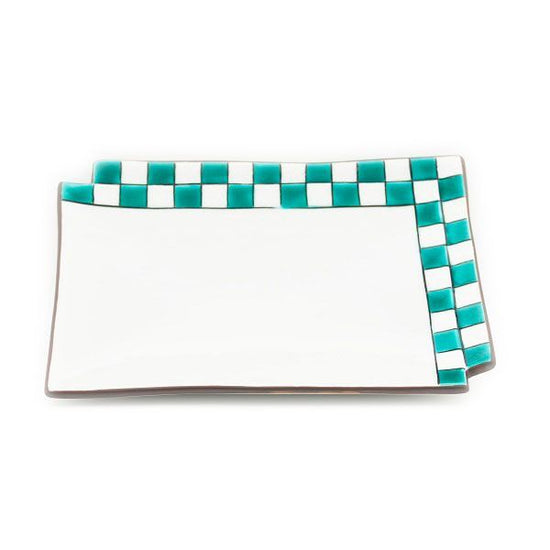 [Eisyou] Checkered 6" long dish (green)