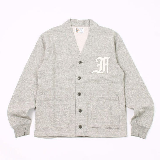 FELCO 12oz TERRY V-NECK LETTERED CARDIGAN - OLD F FONT FELT WAPPEN - 5 Colors - FELC-371