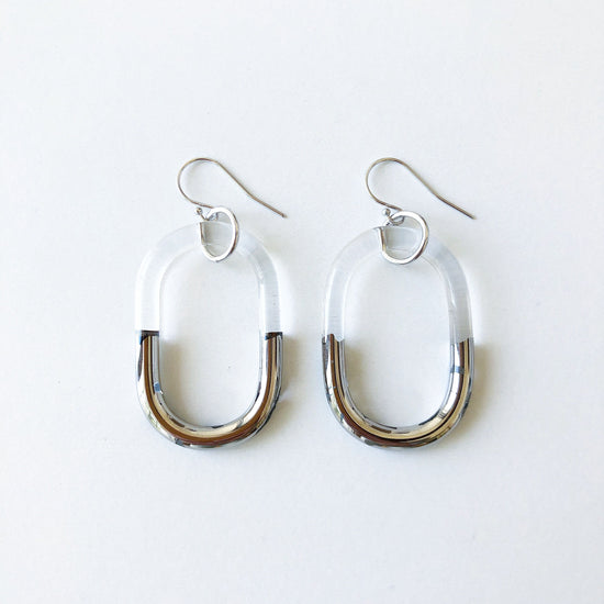 Platinum Chain Pierced earrings / Clip-on earrings