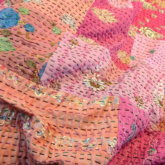 [L] Vintage Handmade All Stitch Cambadia Quilt (Assorted)