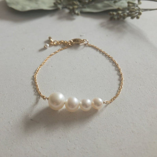 [14kgf] Bracelet - 4 freshwater pearls