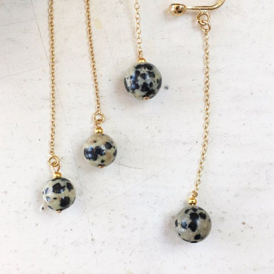 Dalmatian jasper long earring
