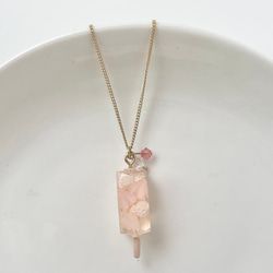 White strawberry popsicle necklace