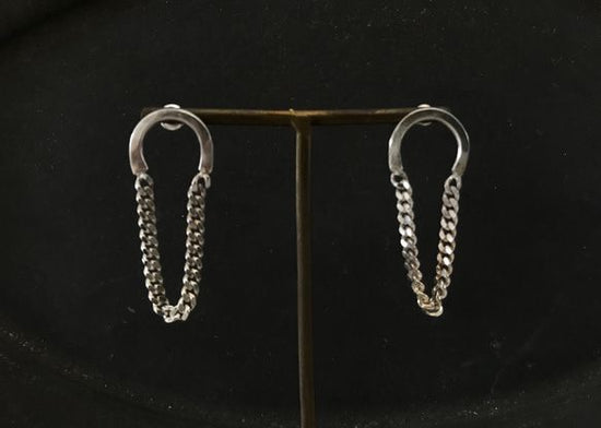 [silver950 ]curve chain silver chain particular pierced earrings Clip-on earrings.18k core change