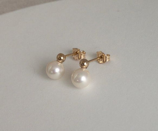 Small Small Pierced earrings [14kgfpetit perlPierced earrings] pearl gold small simple gold