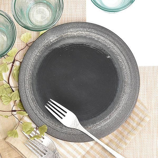 Carbonized Navy Flat M Black Japanese Tableware, Sashimi Bowl, Faceted, Made in Japan, Minoyaki
