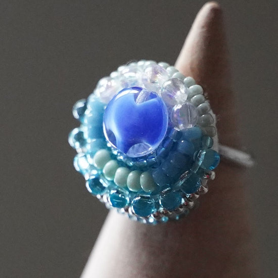 Scarf clasp also fashionable ring 148 free size bead embroidery ring clear color large ring