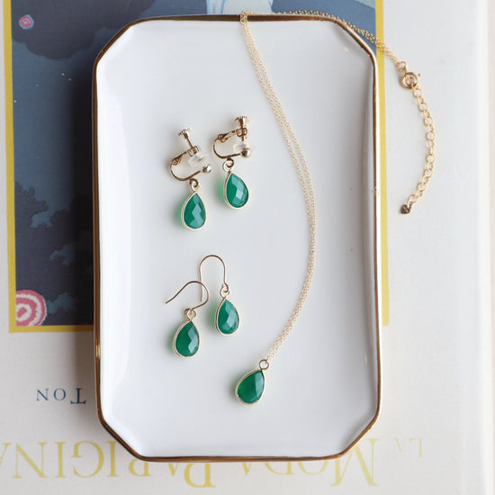 Green onyx charm earrings