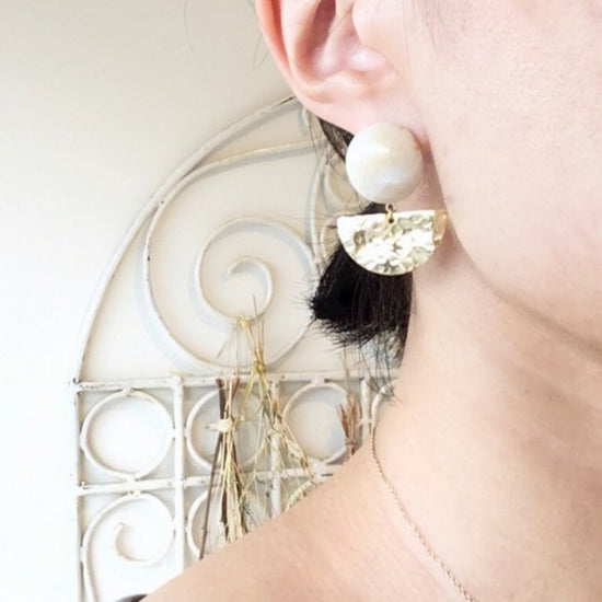 Geometric half-round earrings