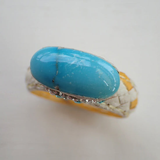 Mesh Leather Ring Turquoise