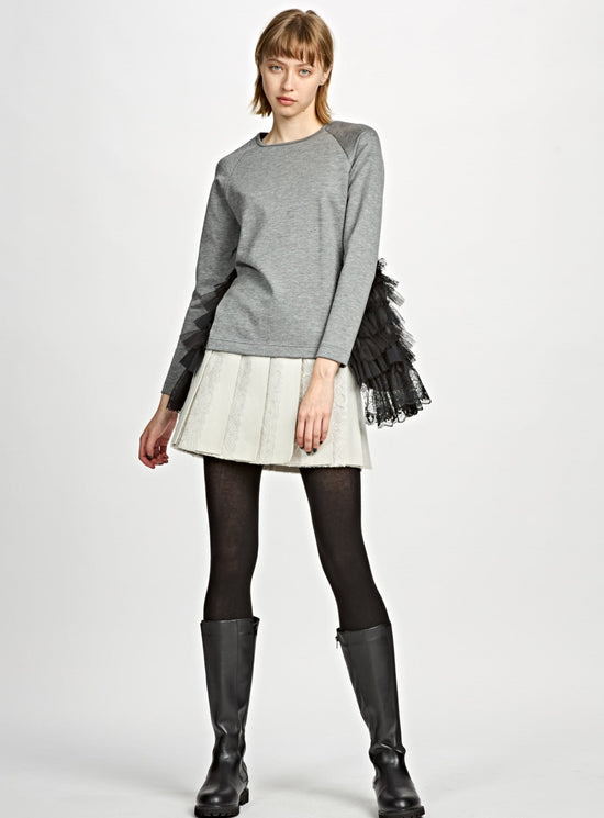 Side Mix Frill Pullover B