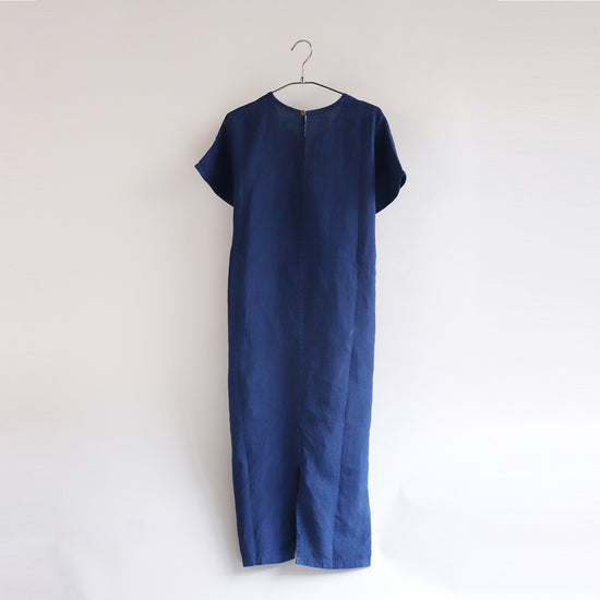 Ryukyu indiogo-dyed front tie dress  dyed on all sides