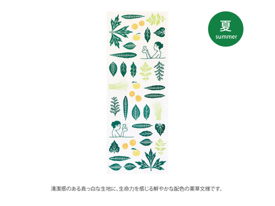 Jiwajiwa Chusen-Dyed Hand Towel Herb Pattern
