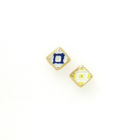Mosaic Diamond-Shaped Flower Earrings