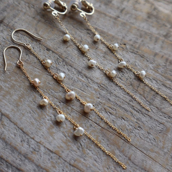 Fresh water pearl long earrings