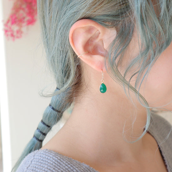 Green onyx charm earrings