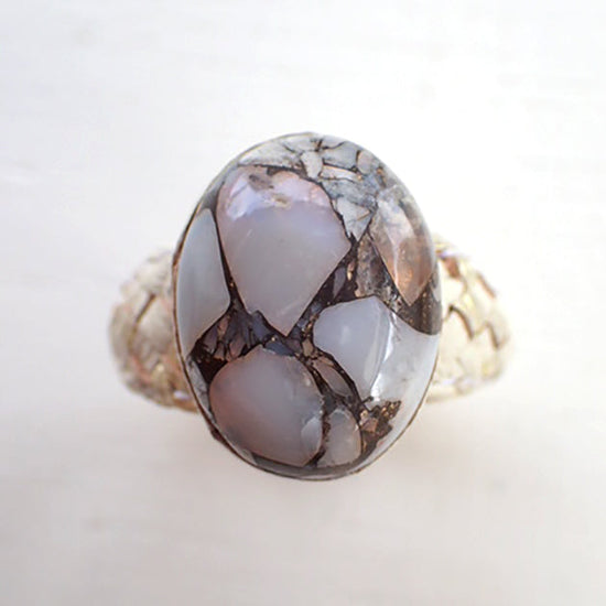 Mesh Leather Ring Copper Opal