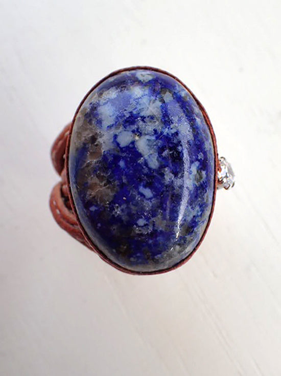 Spotted lapis lazuli large ring