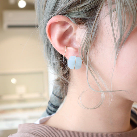 Aquamarine Wire Pierced Earrings