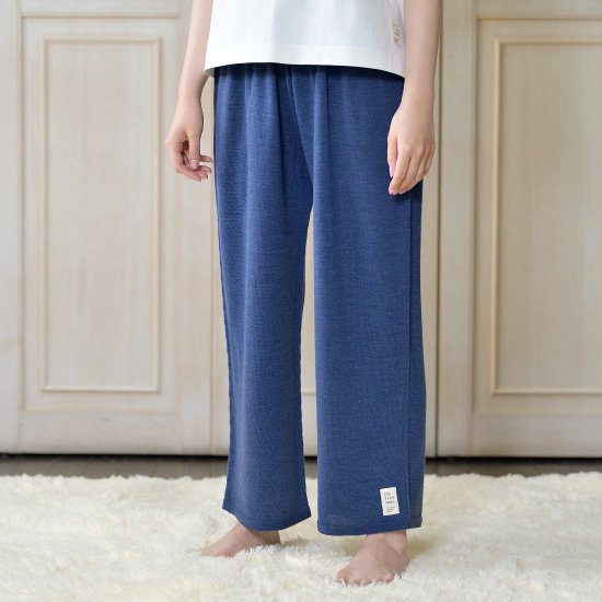 Tummy-wrap / Stretchy Knit Pants Wide Type Machine-washable Wool with Pockets
