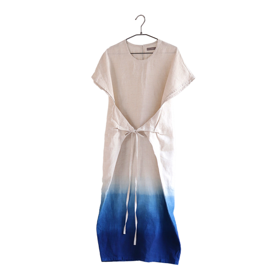 Ryukyu indigo-dyed fron tie dress l gradation