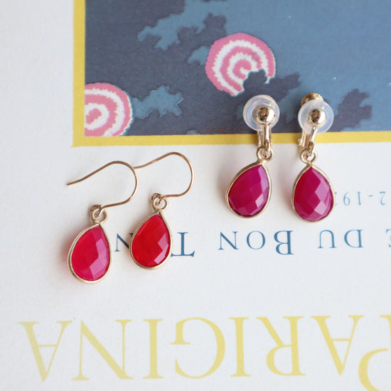 Fuchsia Pink Chalcedony Charm Earrings