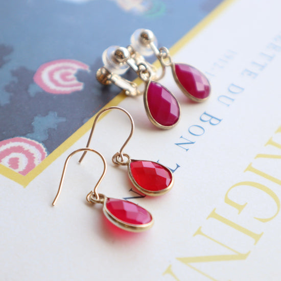 Fuchsia Pink Chalcedony Charm Earrings